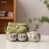 Juego de Té Kung Fu de Cerámica de Glicina Pintado a Mano Almacenamiento para Viaje al Aire Libre Hogar Taza Express Portátil Una Olla Dos Tazas de Té Tetera