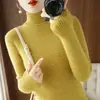 Suéter de punto para mujer, otoño transfronterizo, cuello alto apilado, nuevo 2025, ajuste ceñido, capa base acanalada de manga larga