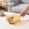 Bandeja para snacks con iones de plata antibacterianos, hecha de PP, diseño lindo de orejas de gato, asa integrada, transparente, duradera, fácil de limpiar, adecuada para la sala de estar, maratones de series y para entretener invitados