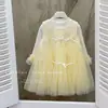 Vestido para Niñas 2025 Otoño Nuevo Estilo Dulce Falda de Malla Pequeño Aroma Falda Empalmada Vestido con Lazo