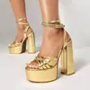 Sandalias de Verano 46 Amazon Europeas y Americanas Impermeables Plataforma 44 Sandalias de Punta Abierta para Mujer Transfronterizas Zapatos de Mujer con Tacón Ultra Alto y Hebilla Tacón Grueso