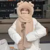Bonito Sombrero de Oso para Mujer, Nuevo Estilo de Invierno, Felpa, Cortavientos, Engrosado, Cálido, Adelgazante de Rostro, Protector de Orejas, Gorro Bufanda