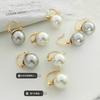 Pendientes de perlas estilo retro con temperamento a la moda europea y americana, pendientes de acero de titanio, joyería retro atmosférica F369