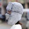 Chapéu Lei Feng grosso e peludo com forro de fleece feminino para uso externo à prova de frio, chapéu de esqui quente, proteção para as orelhas de inverno, chapéu de algodão à prova de vento para ciclismo