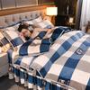 Conjunto de Quatro Peças de Leite Veludo de Inverno, Espessado e Quente, Conjunto de Quatro Peças Estilo Saia de Cama com Forro de Fleece, Capa de Edredom de Flanela, Conjunto de Três Peças para Estudantes