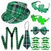 Artículos Populares de Alta Venta para Carnaval y San. Día de San Patricio: Máscara de Plumas de Trébol, Correa para el Hombro con Cadena de Cuentas Electroplateada, Conjunto de Falda de Tul en Stock