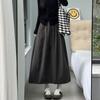 Saia de Workwear Cáqui para Mulheres 2026 Primavera/Verão Novo Estilo Petite Cintura Alta Linha A Saia Abóbora Emagrecedora Saia Guarda-chuva Meia Saia