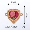 Pulsera Collar Charm Colgante Accesorios DIY Material Seis Colores Goteo de Aceite Flor Rosa Aleación Doble Colgante