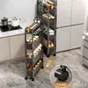 Estantería de almacenamiento de piso estrecha de varias capas para cocina con ruedas para refrigerador, uso doméstico, carrito de almacenamiento para baño para artículos pequeños