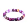 Pulsera de Ágata Cuadrada Morada Joyería Transfronteriza Pulsera de Ágata de Colores Café Amarillo Limón Joyería al por Mayor