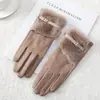 Luvas Quentes para Mulheres no Inverno, Espessadas com Lã, Fofas, à Prova de Vento, Espessadas com Lã, Adequadas para Ciclismo ao Ar Livre, Luvas Quentes com Tela Sensível ao Toque
