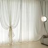 Moderno minimalista tela da janela nórdica jacquard cortina transparente branco all-match sala de estar quarto sala de jantar cozinha cortina atacado