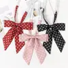 Corbata de Moño Roja con Puntos Blancos de Mango Largo, Elegante Corbata Estilo Universitario, Lindo Accesorio JK, Corbata de Uniforme para Chicas Estudiantes, Juvenil