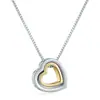 Collar Doble Amor Corazón a Corazón, Cadena para Clavícula, Joyería Personalizada Sencilla para Pareja y Mejor Amigo, Cadena para el Cuello de Hombre y Mujer, Regalo de San Valentín