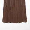 Saia longa feminina marca Z, estilo popular europeu e americano, poá, INS transfronteiriça, elegante saia midi na cor café, poá, ZA