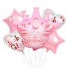 Globo de película de aluminio con forma de corona de cumpleaños moldeada transfronteriza, decoración de fiesta de cumpleaños de princesa en polvo azul, globo decorativo