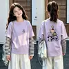 Camiseta de manga larga a rayas de algodón puro para niña, nuevo estilo primavera/otoño 2026, moderna y elegante, perfecta como capa base o top de principios de otoño