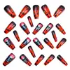 Parches para Manicura de Halloween, Parches Rojos de Uñas Postizas, Uñas Portátiles con Patrón de Calavera y Flor de Horror, Más Vendidos en Moda