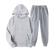Conjunto Masculino de Cor Sólida para Primavera e Outono Moletom com Capuz Esportivo Traje de Duas Peças Roupa Masculina de Primavera e Outono