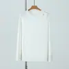 Nueva Camiseta de Manga Larga para Mujer de Primavera y Otoño Algodón de Fibra Larga Holgada Casual Cuello Redondo Mangas Raglán Bloques de Color Sólido Sudadera Fina