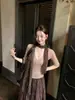 Xiuxixi Trece Líneas Otoño 2026 Elegante Top de Lana con Encaje Tejido (con bufanda) K80283
