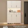 Zapatero de madera maciza para el recibidor, mueble de almacenamiento con compartimentos integrados de gran capacidad para la sala de estar, colocado contra la pared