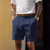 2026 Verano Nuevo Transfronterizo Hombres Color Sólido Sueltos Algodón Lino Pantalones Cortos Talla Grande Moda Casual Playa Rectos