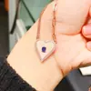 El Color del Collar de Zafiro Natural es Bueno y Todas las Cuentas Son Finas. El tamaño de la piedra principal es de 3*4 en Plata S925