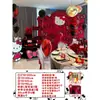 Decoración de Cumpleaños para Bebé Tema Hello Kitty Tablero KT Decoración para la Primera Fiesta de Cumpleaños de Niña Tablero KT Fondo de Pared con Globos