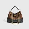 Nova Bolsa Tote Rombus de Cor Contrastante, Grande Capacidade, Costura Fashion, Ombro Único Elegante, Bolsa Tote Portátil Popular Transversal