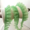 Encaje plisado de malla de doble capa multicolor de 5 cm de ancho, falda de pastel tipo babydoll, falda de tocado multicapa, accesorios de encaje