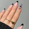 Uñas Forma de Almendra Uñas Negras Simples Francesas Psíquicas Laminadas Amor Uñas Postizas Uñas