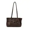 Cinto de Couro Texturizado Estilo Coreano Retrô Bolsa de Ombro Fashionable Nova Coleção Outono/Inverno 2026 Bolsa de Ombro Única Estilosa Bolsa Tote de Grande Capacidade