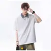 2026 Verano Nuevo Estilo Camiseta de Hombre Falsa de Dos Piezas Cuadros Patchwork Marca de Tendencia Americana Camisa Polo de Manga Corta Camiseta con Cuello para Hombre