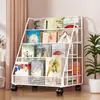 Estantería Móvil, Estante de Almacenamiento para Libros Ilustrados Infantiles, Estante de Almacenamiento Debajo de la Mesa, con Ruedas Universales de Pie, Librería Simple para el Hogar y Estudiantes