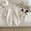 Sem Devoluções ou Trocas Roupa Macacão Super Fofa para Bebê Esquerda Pequena Direita Pequena Chapéu de Desenho Animado para Bebê de Inverno Macacão Peludo de Engatinhar Cor Sólida