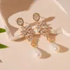 Brincos de Flor Coloridos Dopamina Cruzados Europeus e Americanos Brincos Levemente Luxuosos de Alto Padrão Brincos Exagerados Distintivos de Nicho Feminino para Mulheres
