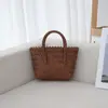 Plástico Imitação Rattan Vintage Portátil Grande Capacidade Artesanal Bambu Bolsa de Praia Cesta de Compras Comprar Vegetal Azul Atacado
