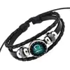 Oye Ventas Directas de Fábrica Pulsera Zodiaco Vintage Hecha a Mano Europea y Americana Pulsera de Cuero de los 12 Signos del Zodiaco Estilo Punk