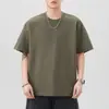 Roupas Masculinas Fengshe/Camiseta Lisa 260g, Manga Longa/Manga Curta, Tecido Funcional, Caimento Solto, Versátil, Gola Redonda, Camiseta de Manga Três Quartos