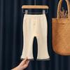 Calças Casuais Infantis de Primavera e Outono Tendência Estiloso Infantil Color Block Renda Bolinhas Laço Calças Flare