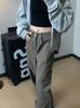 Outono 2024 Cinza Vintage Tooling Jeans Feminino Novo Solto Slimming Cintura Alta Perna Larga Calças Estilo Americano