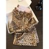 Calça de Pijama Gatinho Estampa Leopardo Estilo Francês Luxo Leve Seda Gelada para Mulheres, Nova Coleção Primavera e Outono Confortável Casual para Casa