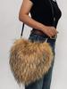 Bolso bandolera de amor europeo y americano de piel Bolso de felpa piel sintética de mapache bolso de hombro con forma de corazón bolso de piel de moda y personalidad