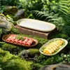 Vajilla Estilo Rústico Imitación Porcelana Melamina, Tazón para Hielo Seco de Tripa, Plato Rectangular para Carne de Res, Plato de Forma Especial para Tripa, Exclusivo para Restaurantes de Hot Pot
