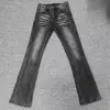 Jeans de diseño lavado americano retro micro-bota para hombre, de alta gama, elegantes, rebeldes, guapos, para jóvenes, pantalones largos rectos ajustados