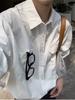 High-end Pure White Camisa de manga curta Verão Masculino Estilo Coreano Moda Adolescente Estilo Hong Kong Camisa de Ferramentas Solta de Meia Manga