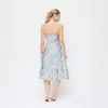 Vestido camisola con estampado floral estilo francés, vestido midi de hadas sin tirantes que ciñe la cintura y con bajo amplio para vacaciones, venta al por mayor transfronteriza