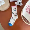 Calcetines Cree Calcetines de Media Longitud para Niños Algodón Puro Calcetines de Primavera y Otoño Calcetas Creativas Distintivas Moda Ins Diseño de Celebridad de Internet Corea del Sur
