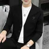 Cardigan de Tricô Gola V Cor Sólida Jaqueta para Homens, Novo Estilo Primavera e Outono, Tricô Fashion, Casual e Versátil, Tricô de Manga Longa